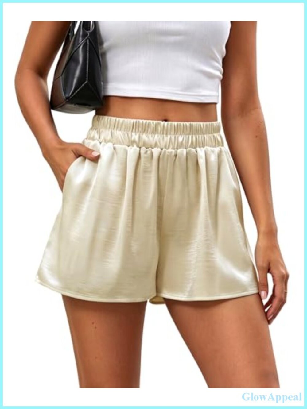 High Waisted Satin Shorts with Pockets Y2K Casual Mini Summer Streetwear